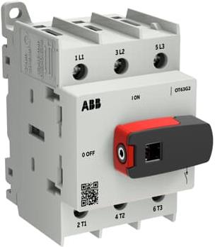 Разединител OT63G2-3BS 63A 3P I-0 за DIN монтаж с ръкохватка ABB, 1SCA162548R1001