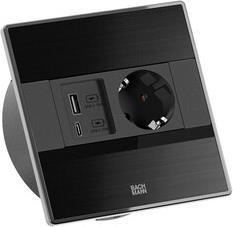 Модул SENSE с 1х Шуко и USB тип A+C PD 22W, с кабел 2м, цвят Черен, Bachmann, BACHMANN, BM0016214