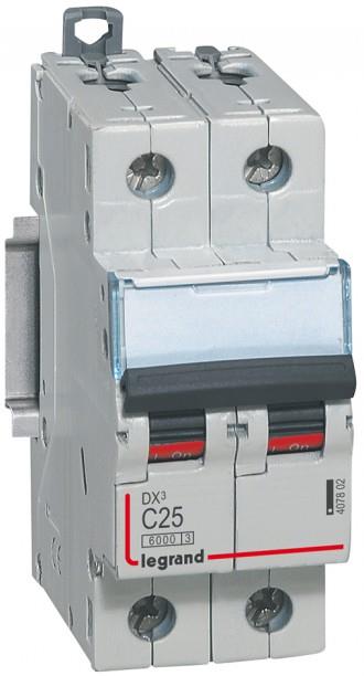 Автоматичен прекъсвач DX3 2P 25A крива С 6kA Legrand, LEGRAND НИСКО НАПРЕЖЕНИЕ, 407802
