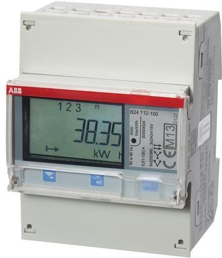 Трифазен електромер за ИНДИРЕКТНО мерене на ел. енергия B24, Modbus, еднотарифен, за DIN монтаж 4 мод, MID ABB, 2CMA100178R1000