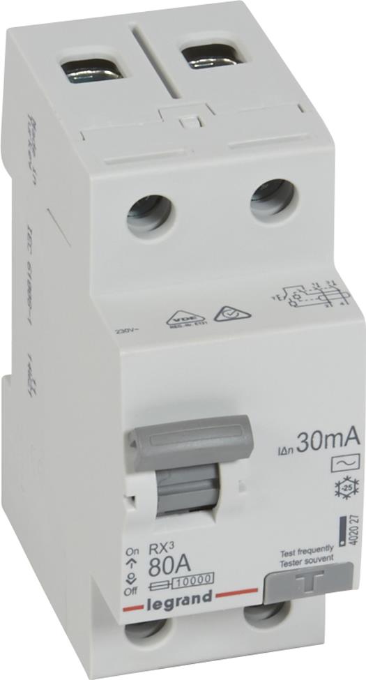 ДТЗ 2P 80А 30mА серия RX3 ID тип AC Legrand, LEGRAND НИСКО НАПРЕЖЕНИЕ, 402027