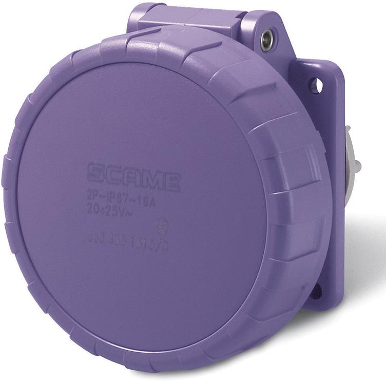 Промишлен панелен контакт 2P 16A 20-25V 55X55мм 50Hz IP67 Scame, SCAME, 435.1615/R