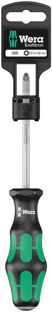 Отвертка PZ 2x100, зелено-черна ръкохватка, 355 Kraftform Plus блистер Wera - W100057