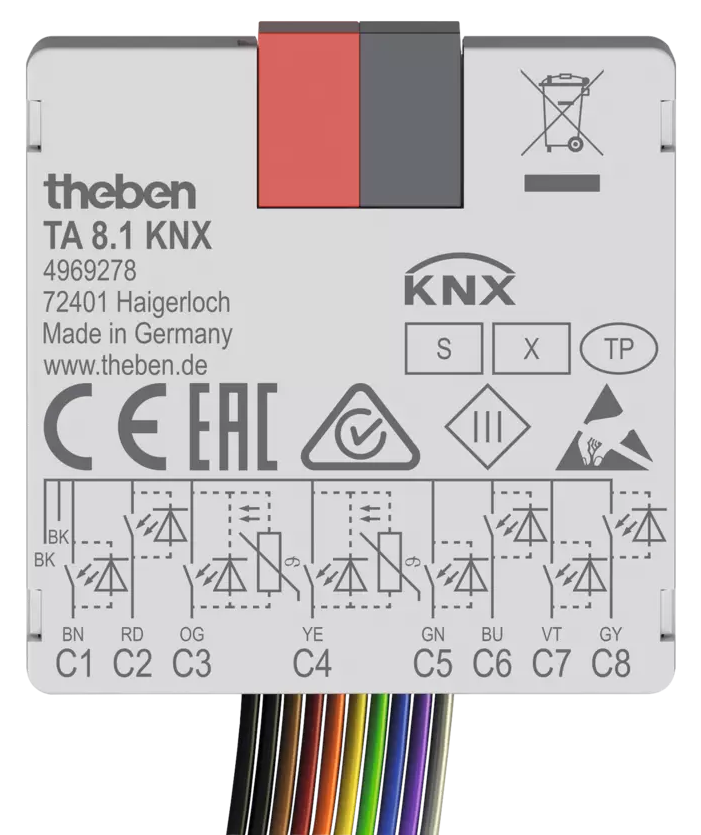 Модул входове TA8.1S 8х канала 40х40mm KNX Theben, 4969278