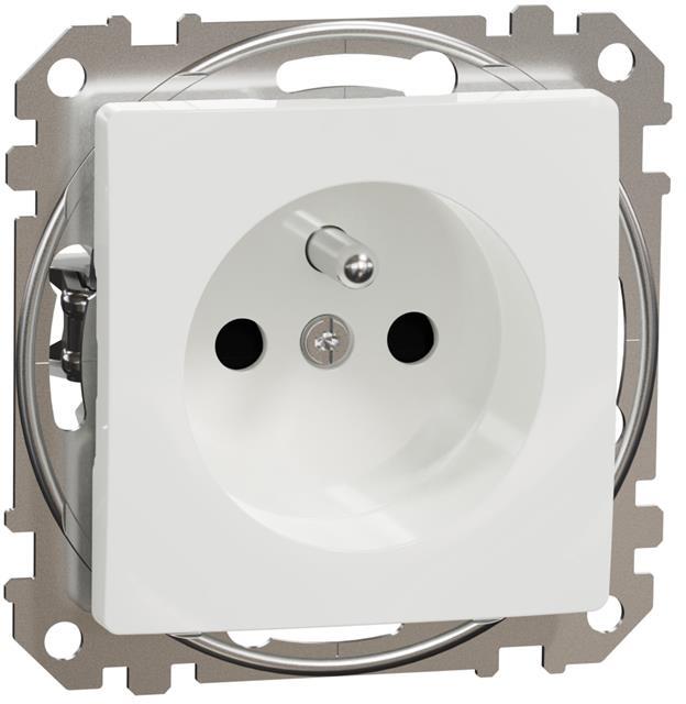Контакт френски стандарт с детска защита авт. цвят Бял Sedna SE, SCHNEIDER ELECTRIC, SDD111012