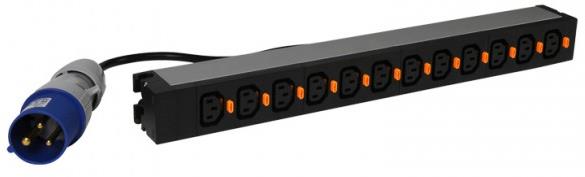 Разклонител PDU 19" 1U 12x C13, с кабел 3м и щепсел 2P+E 16A, Legrand, LEGRAND, 646815