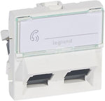 Розетка 2хRJ45 UTP cat.6 2 мод. 45° излаз цвят бял Mosaic Legrand, LEGRAND, 76504
