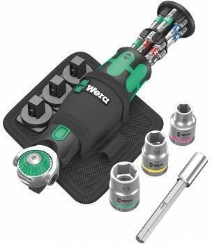 Комплект тресчотка ⅜" с вложки, адаптер и битове, 8009 Pocket Set 2 Zyklop Wera - W004281