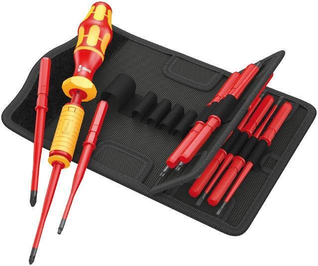 Комплект отвертки, 1x ръкохватка и 14х изолирани остриета, 15 Torque Kraftform Kompakt VDE 1000V Wera - W059291