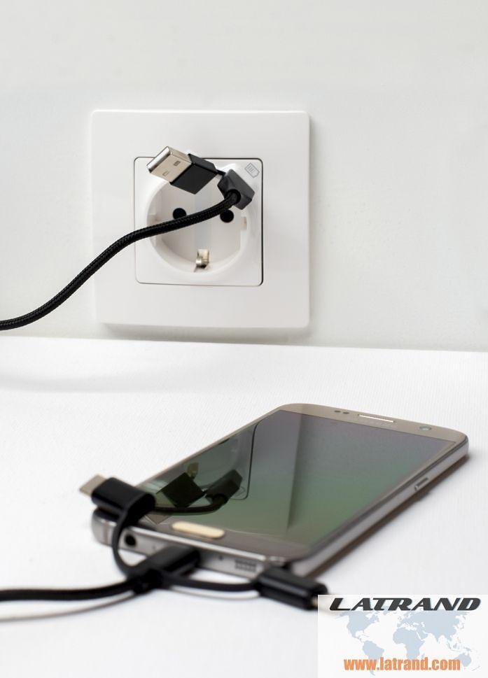 Универсален USB  кабел - USB A, USB C и micro USB, Latrans, usb uni