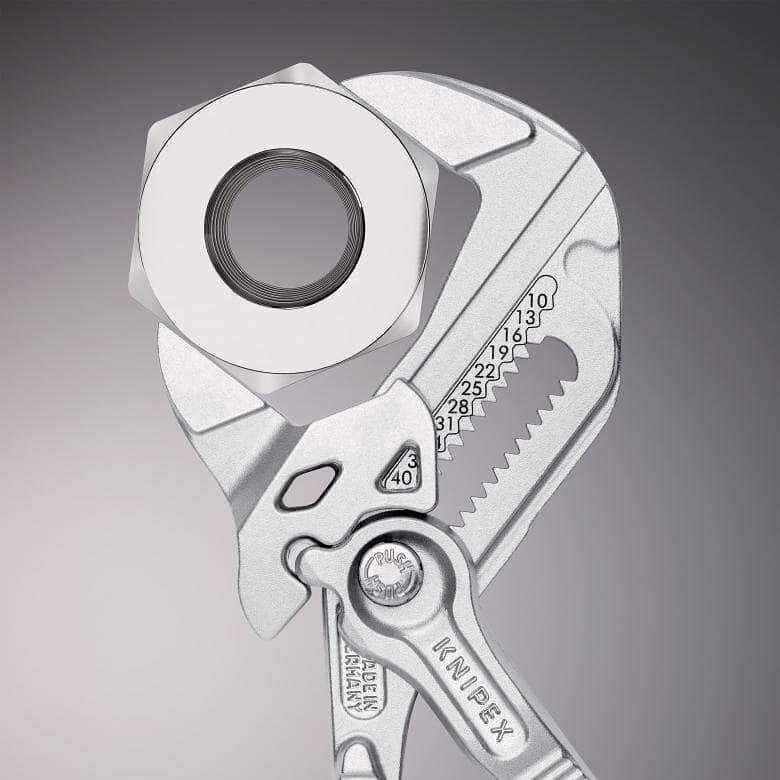 Клещи раздвижени, хромирани, червена ръкохватка 180мм, Knipex - K8603180
