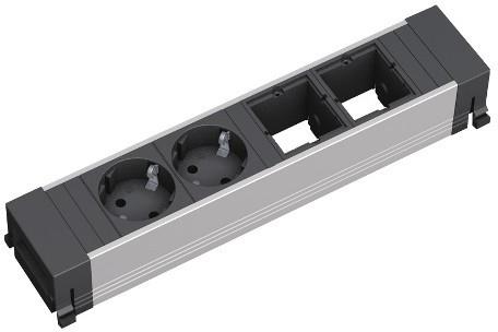Модул за TOP FRAME или CONFERENCE 4M с 2х Шуко и 2х празни модула, цвят Черен, Bachmann, BACHMANN, B909.003