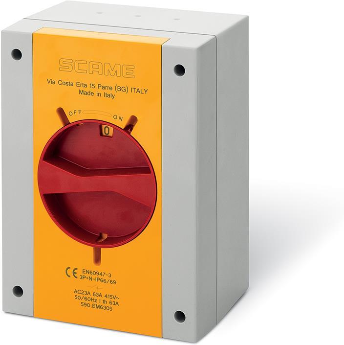 Пакетен прекъсвач Y2 100A 3P+N I-0 в кутия 160x220x115mm IP66 Isolators Scame, SCAME, 590.EL10005