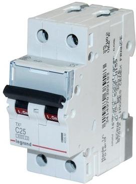 Автоматичен прекъсвач TX3 2P 25A крива С 6kA Legrand, LEGRAND НИСКО НАПРЕЖЕНИЕ, 403530