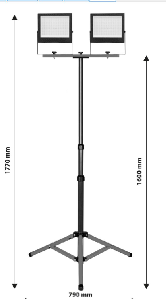Професионален LED Строителен Прожектор 2x50W със Стойка | 10 000 lm | IP65 | Телескопичен Трипод 1.77 m | Неутрална Светлина 4500K