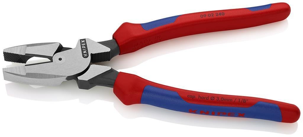 Комбинирани клещи Lineman, синьо-червена ръкохватка 240мм, Knipex - K0902240