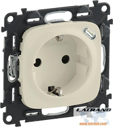 Контакт ШУКО 16A +USB тип C цвят Крем Valena Allure Legrand - 753006