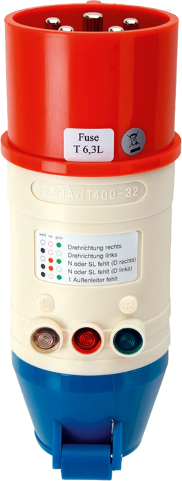 Тестер за контакт CEE 3P+N+E 16A CAT II 300Vac, последователност на фази, Testboy TV 416, TESTBOY, 4028532204013