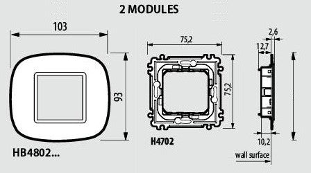 Рамка 2 мод. овална White monochrom Axolute Bticino /до изчерпване/, BTICINO, HB4802HD