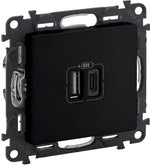 Розетка 2хUSB за зареждане тип A+C 3A 15W цвят Черен Valena Life Legrand, LEGRAND, 756306