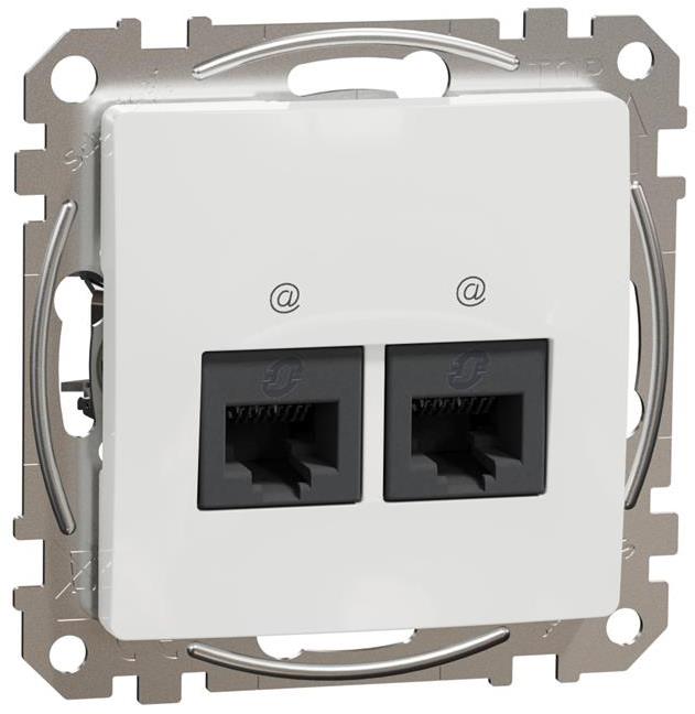 Розетка 2xRJ45 UTP cat.6A S-One цвят Бял Sedna SE, SCHNEIDER ELECTRIC, SDD111467