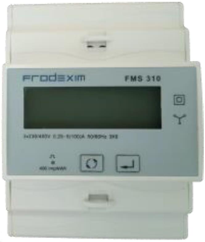 Трифазен мерител за ДИРЕКТНО мерене на ел. енергия, Modbus, еднотарифен, за DIN монтаж 4 мод, 100A, Frodexim, FRODEXIM, FMS310