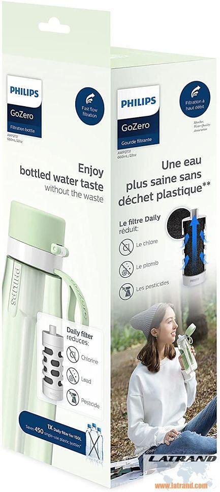 Бутилка за вода Philips GoZero - Daily, зелена - AWP2731GNR/58