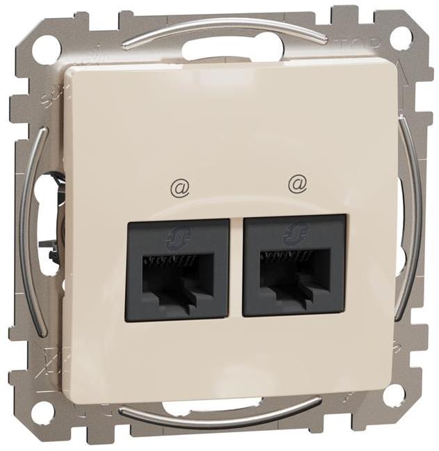 Розетка 2xRJ45 UTP cat.6 S-One цвят Крем Sedna SE, SCHNEIDER ELECTRIC, SDD112462