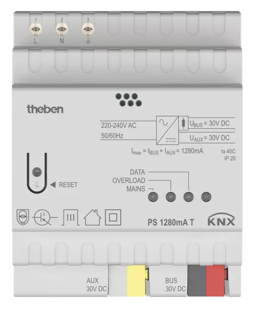 Захранващ блок PS1280T 1280mA 4DIN KNX Theben, 9070959