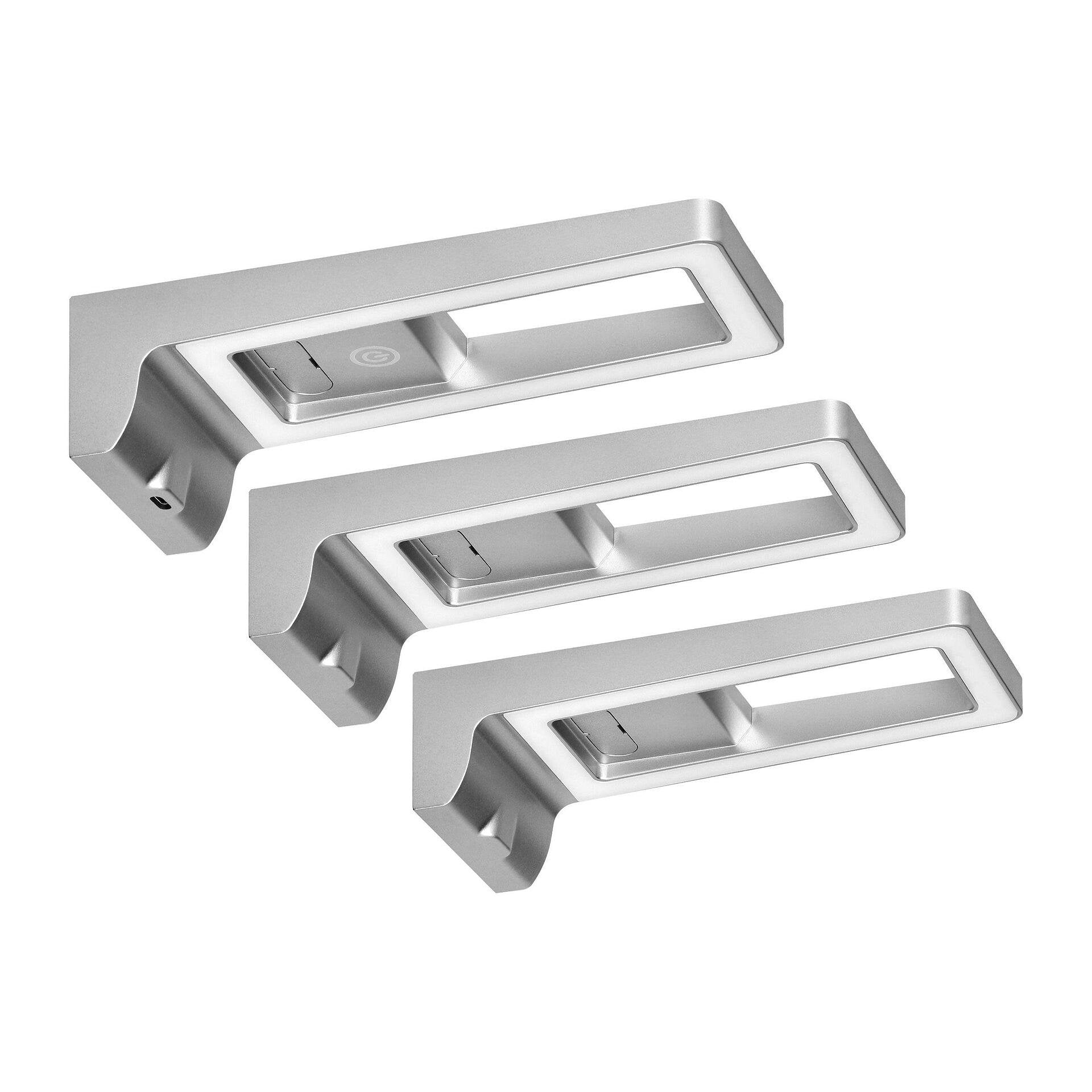 Комплект LED лампи за шкафове ARTUS, 3х3W, 3х225lm, 4000К, със сензорен превключвател и USB, сив - AD-OM-6475L4/G, ADVITI