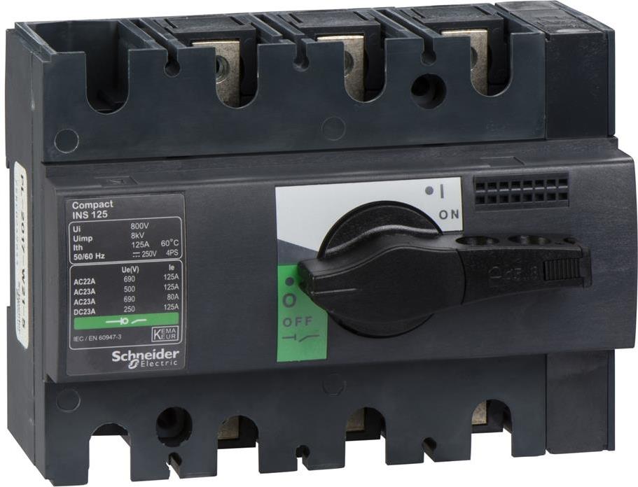 Товаров прекъсвач INS125 3P 125A, за DIN монтаж, с ръкохватка SE, SCHNEIDER ELECTRIC НИСКО НАПРЕЖЕНИЕ, 28910