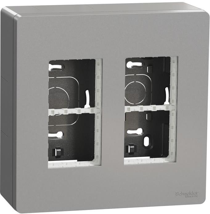 Моноблок за открит монтаж 2x4 мод. цвят Алуминий Unica System+ SE, SCHNEIDER ELECTRIC, NU122430
