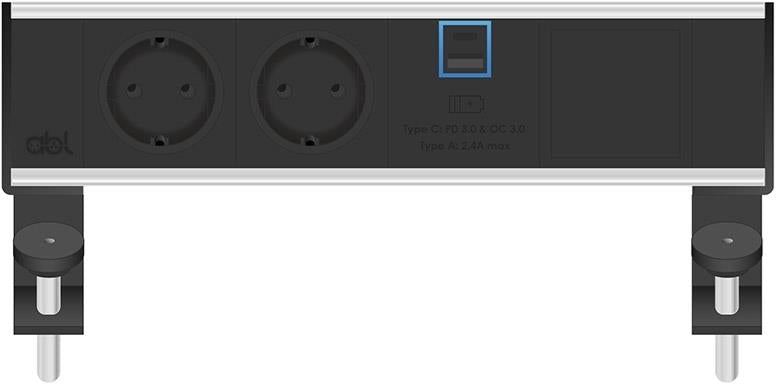 Модул Flexi 4M с 2х Шуко, USB тип A+C Power Delivery 65W и 1х празен модул, цвят Черен, ABL, ABL Сърбия, 2A20F2H4