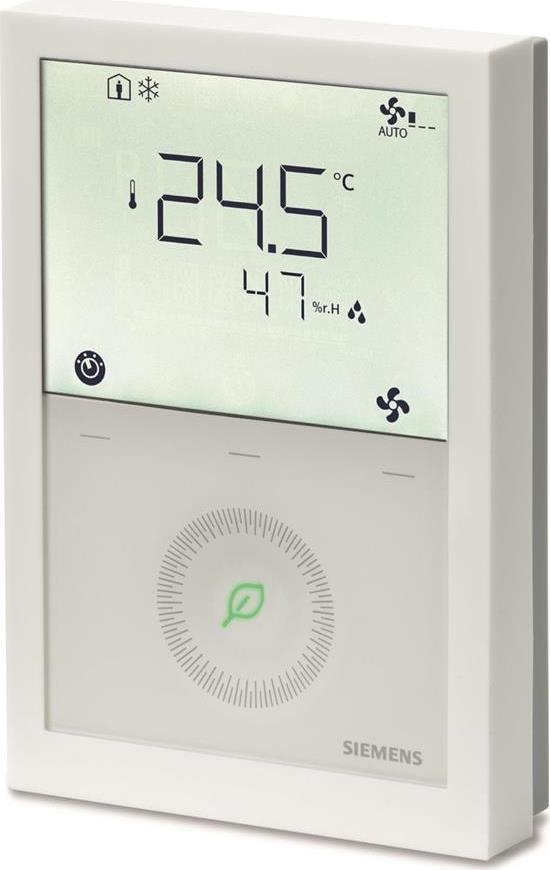 Термостат KNX за отопление и охлаждане с LCD дисплей + мобилно приложение, за 2/4 тръбни вентилаторни конвектори, 24V Siemens, RDG260KN