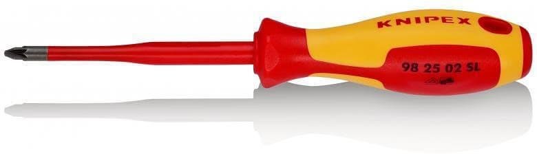 Отвертка PZ 2 Slim, VDE 1000V жълто-червена ръкохватка 212мм, Knipex - K982502SL