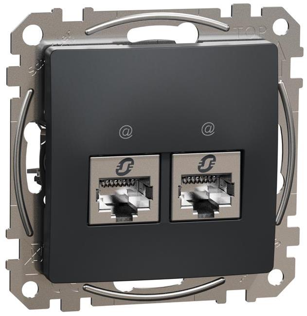 Розетка 2xRJ45 STP cat.6A S-One цвят Антрацит Sedna SE, SCHNEIDER ELECTRIC, SDD114467S