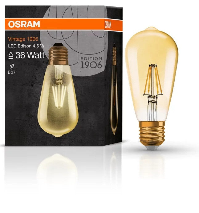 LED ЛАМПА VINTAGE 1906 LED CL Edison FIL GOLD 36/4,5W/825 E2 LEDVANCE