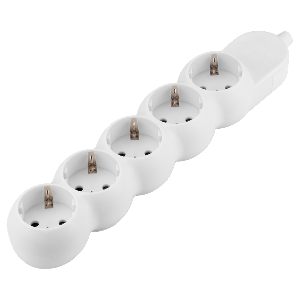 Разклонител БЯЛ 5x2P+E без кабел Sicura Scame, SCAME, 161.5070
