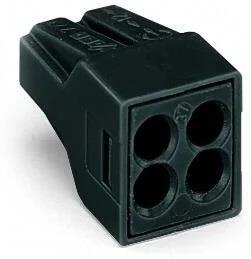 Бърза връзка Wago 4х1.5-2.5 mm2 (100бр.) 105°C черна за твърд проводник, WAGO, 773-514
