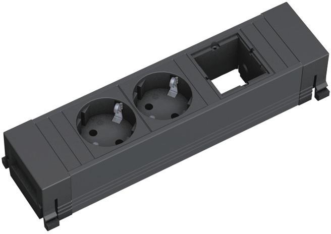 Модул за POWER FRAME PVC 3M с 2х Шуко и 1х празен модул, цвят Черен, Bachmann, BACHMANN, B916.060