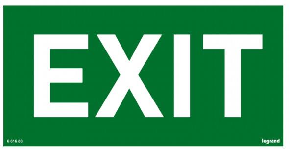 Надпис EXIT за евакуационен осветител 100х200мм Legrand, LEGRAND, 661680