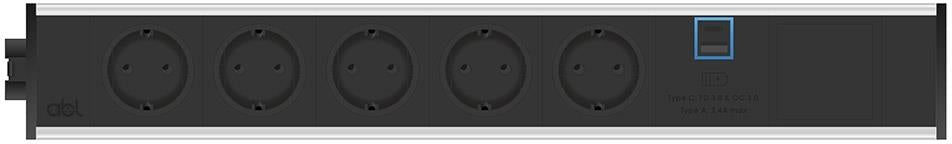 Модул Link 7M с 5х Шуко, USB тип A+C и 1х празен модул, цвят Черен, ABL, ABL Сърбия, 2M20F5A4