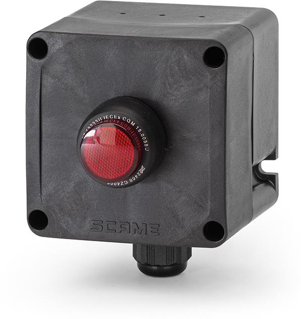 Взривозащитена LED лампа червена 12...250Vac/dc 1xM20 Ex 2GD Зона 1/2/21/22 IP66 Scame, SCAME, 593.111-1LDR