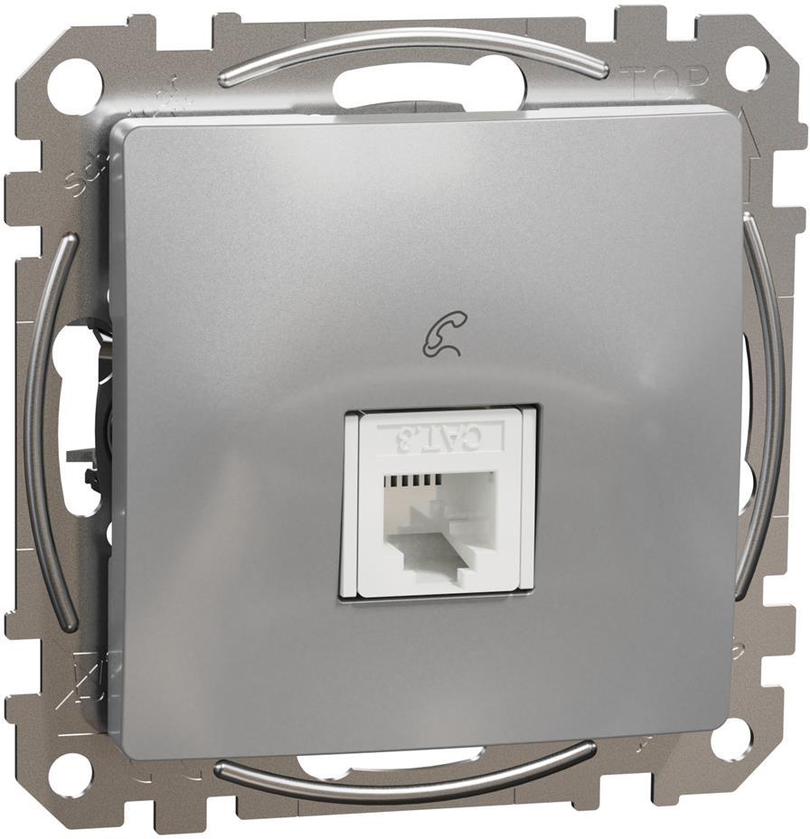 Розетка телефонна RJ11 цвят Алуминий Sedna SE, SCHNEIDER ELECTRIC, SDD113491