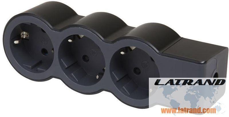 Разклонител ЧЕРЕН 3x2P+E без кабел Standard NEW Legrand 694574