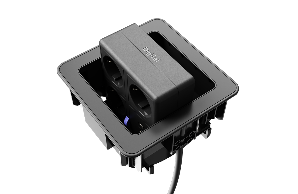Модул FlipAround с 3х Шуко и USB тип C+C, цвят Черен, Digitel, DIGITEL, DT15431