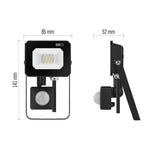 Прожектор LED 10W 4000K 1000lm 120° x 120° 25000h IP44 черен с датчик SIMPO EMOS