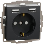 Контакт шуко с детска защита авт. и USB тип A+A 2.4A 12W цвят Антрацит Sedna SE
