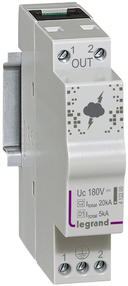 Катоден отводител тип D1+C2 SPD 20kA 180V 1P RJ45 Legrand, LEGRAND НИСКО НАПРЕЖЕНИЕ, 412200