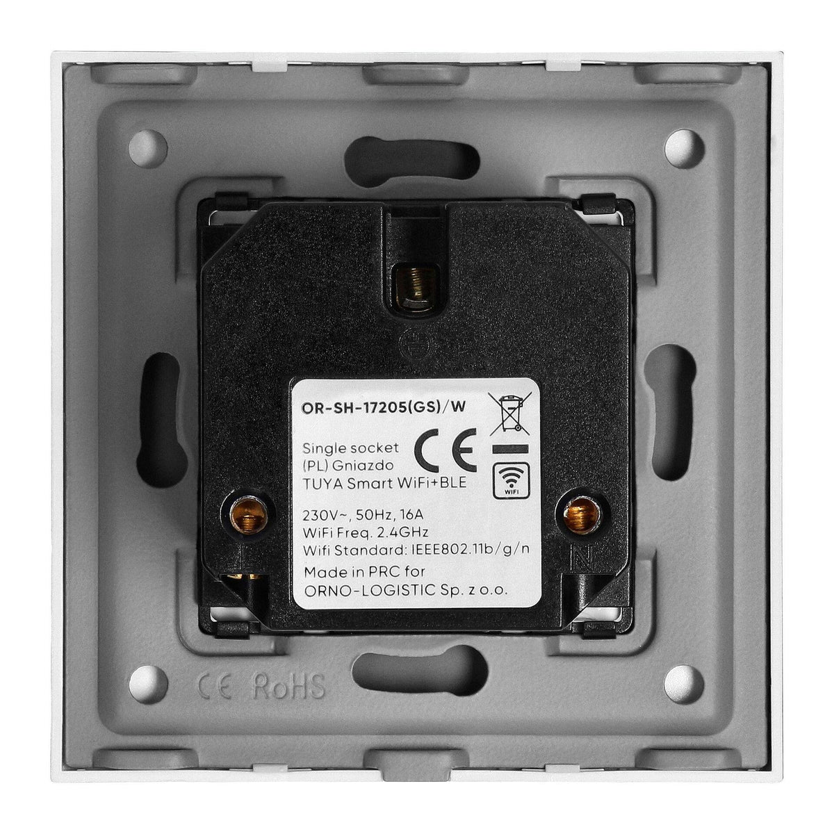 Tuya Smart Wi-Fi единичен контакт за скрит монтаж, Schuko, бял - OR-SH-17205(GS)/W, ORNO